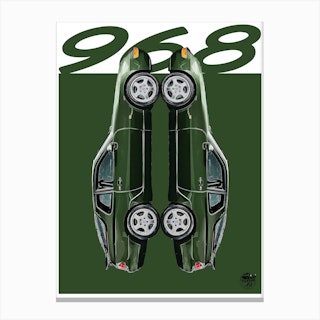 Porsche 968 Oak Green Classic Car Canvas Print