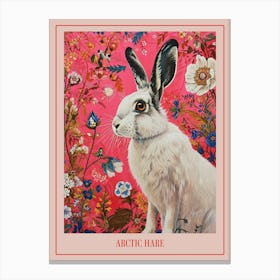Floral Animal Painting Arctic Hare 4 Poster Canvas Print