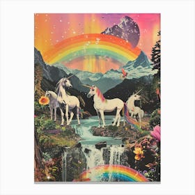 Kitsch Unicorn Rainbow Collage 1 Canvas Print