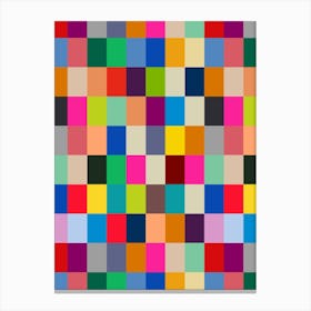 COLOURS OF THE EAST Bright Geometric Multi-Colored Checkerboard Grid Mosaic Canvas Print