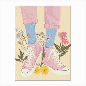 Illustration Pink Sneakers And Flowers 8 Canvas Print
