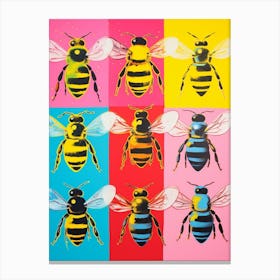 Vivid Bees Pop Art Inspired 4 Canvas Print