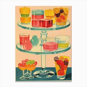 Retro Jelly Dessert Platter Illustration 3 Canvas Print