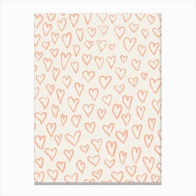 Hearts Pattern 2 Peach Pink Canvas Print