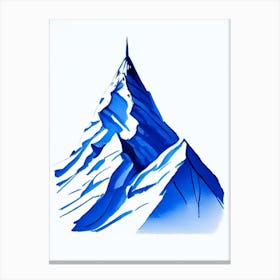Mountain Peak 1 Symbol Blue And White Line Drawing Canvas Print