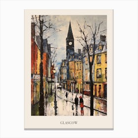 Vintage Winter Painting Poster Glasgow United Kingdom Canvas Print