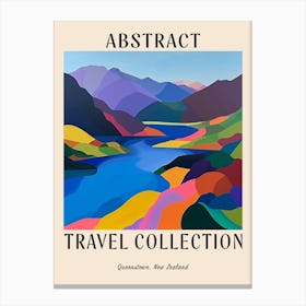 Abstract Travel Collection Poster Queenstown New Zealand 4 Canvas Print