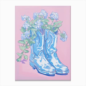 A Painting Of Cowboy Boots With Purple Lilac Flowers, Fauvist Style, Still Life 3 Canvas Print