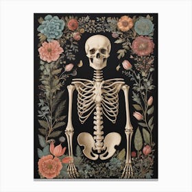 Botanical Skeleton Vintage Flowers Painting (9) Canvas Print