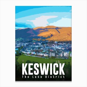 Keswick The Lake District Vintage Style Travel Poster Canvas Print