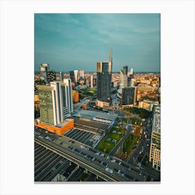 Città al Tramonto: Milano Sotto lo Sguardo del Drone Canvas Print