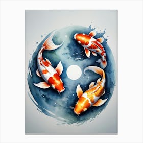 Koi Fish Yin Yang Painting (6) Canvas Print