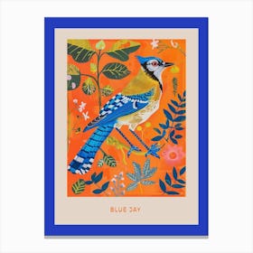 Spring Birds Poster Blue Jay 2 Canvas Print