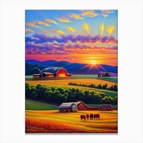 Sunset At The Farm Canvas Print
