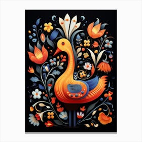 Folk Bird Illustration Duck 2 Canvas Print