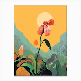 Boho Wildflower Painting Yellow Ladys Slipper 1 Canvas Print