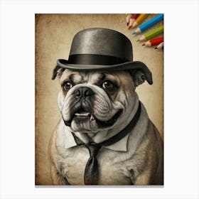 Bulldog In A Tie Canvas Print