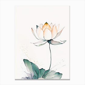 Amur Lotus Minimal Watercolour 1 Canvas Print