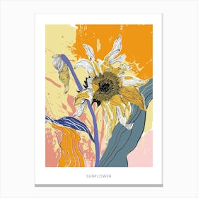 Colourful Flower Illustration Poster Sunflower 3 Canvas Print