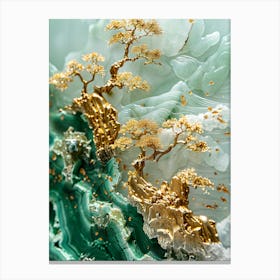 Gold Inlaid Jade Carving Landscape 5 Canvas Print