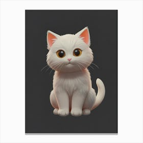 White Cat With Big Eyes Canvas Print