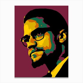 Malcolm X in Colorful Abstract Pop Art Illustration Canvas Print