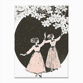 Two Dancers Under A Cherry blossom Tree Canvas Print