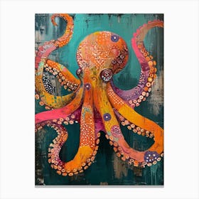 Kitsch Colourful Octopus 2 Canvas Print