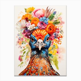 Bird With A Flower Crown Pheasant 8 Canvas Print