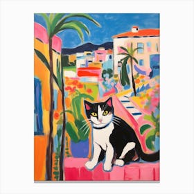 Painting Of A Cat In Marbella Spain 5 Canvas Print