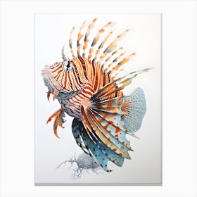 Colourful Lionfish Art isolated on White Canvas Print