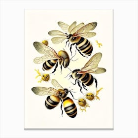 Buzzing Bees 4 Vintage Canvas Print