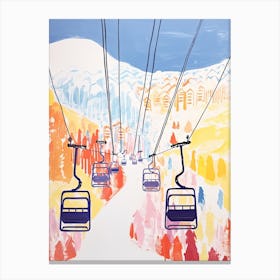 Telluride Ski Resort   Colorado, Usa, Ski Resort Pastel Colours Illustration 0 Canvas Print