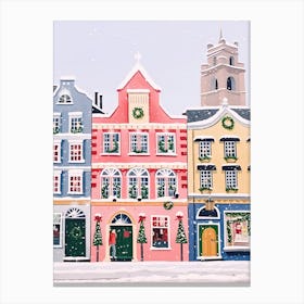 Dublin Ireland Travel Snow Christmas Painting Canvas Print