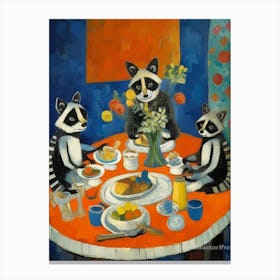Raccoon Family Picnic Matisse 2 Canvas Print