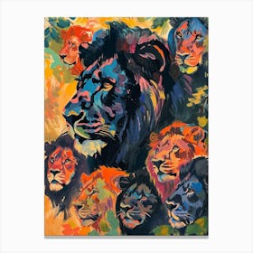 Black Lion Lion In Different Seasons Fauvist Painting 3 Canvas Print