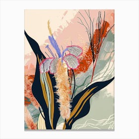 Colourful Flower Illustration Fountain Grass 1 Canvas Print
