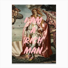 Venus Is A Rich Man Pink Text Canvas Print