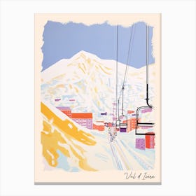 Poster Of Val D Isere   France, Ski Resort Pastel Colours Illustration 2 Canvas Print