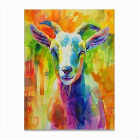 Goat Colourful Watercolour 4 Canvas Print