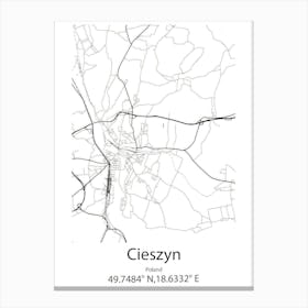 Cieszyn,Poland Minimalist Map Canvas Print