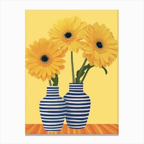 Gerbera Daisy Flowers On A Table   Contemporary Illustration 3 Canvas Print