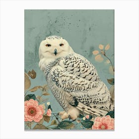 Snowy Owl Japanese Painting 1 Canvas Print