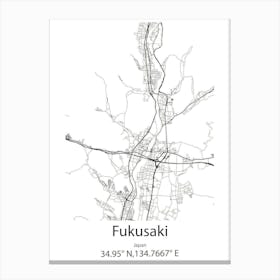 Fukusaki,Japan Minimalist Map Canvas Print