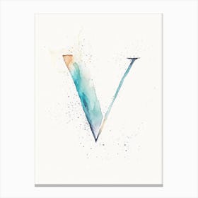 V, Letter, Alphabet Minimalist Watercolour 2 Canvas Print