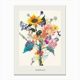 Sunflower 3 Collage Flower Bouquet Poster Canvas Print