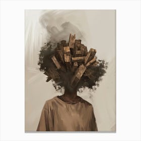 Man With Wood On His Head Canvas Print