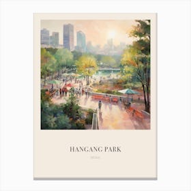 Hangang Park Seoul 3 Vintage Cezanne Inspired Poster Canvas Print