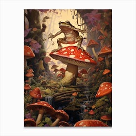 Mystical Mushroom Wood Frog 3 Canvas Print