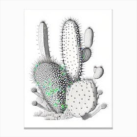 Prickly Pear Cactus William Morris Inspired Canvas Print